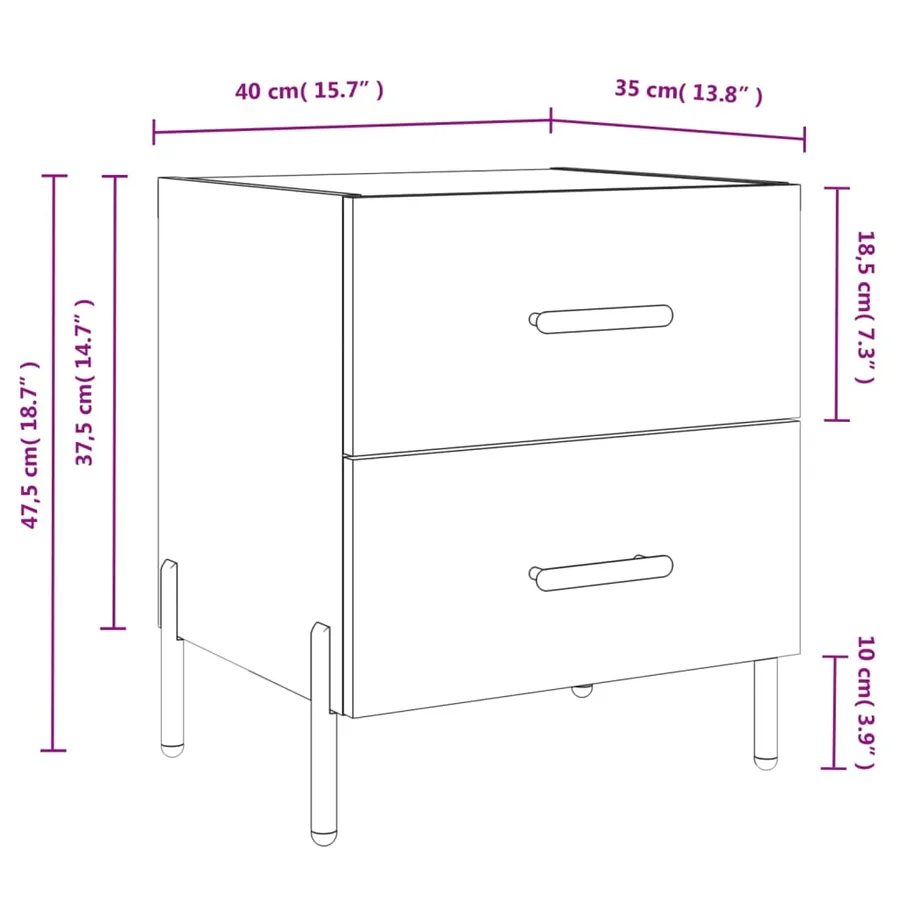 Table de chevet sonoma gris 40x35x47,5 cm bois d’ingénierie - 12