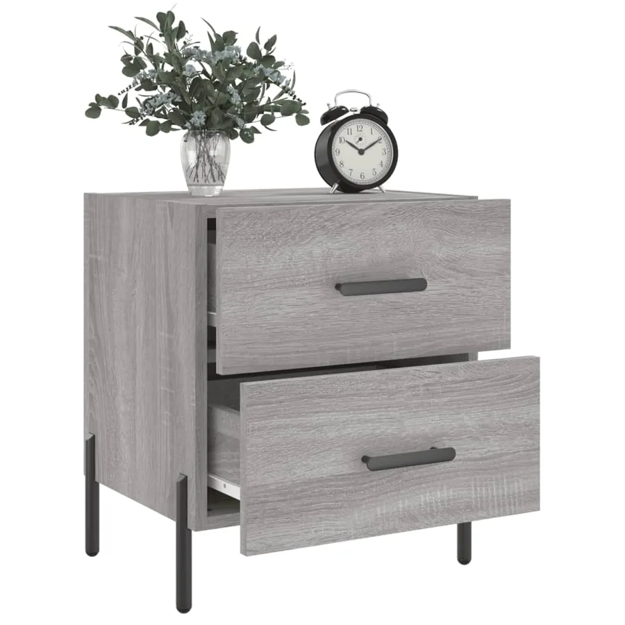 Table de chevet sonoma gris 40x35x47,5 cm bois d’ingénierie - 4
