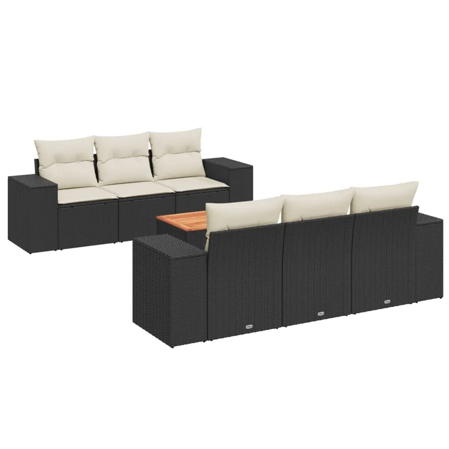 Salon de jardin 7 pcs avec coussins noir résine tressée 55 x 62 x 69 cm - 62,6 kg - 2