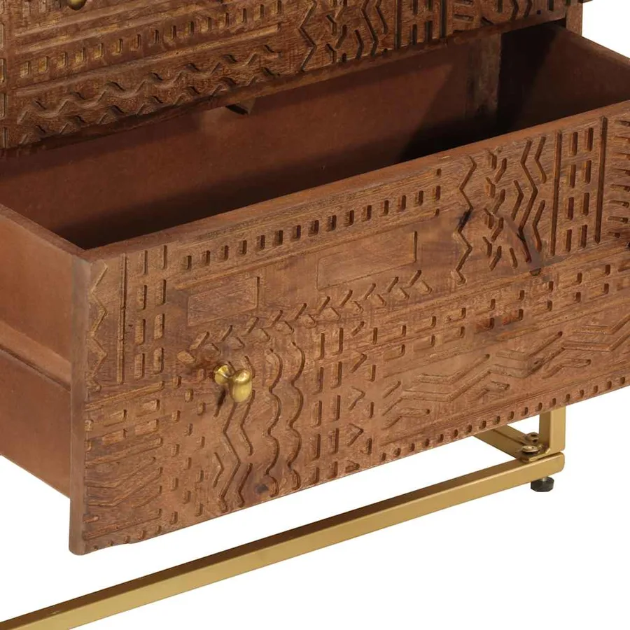 Commode 55x30x76 cm bois massif de manguier et fer - 7
