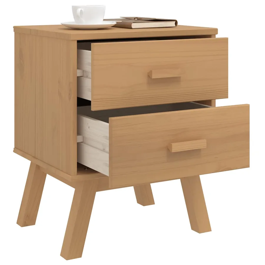 Table de chevet OLDEN marron bois de pin solide - 5