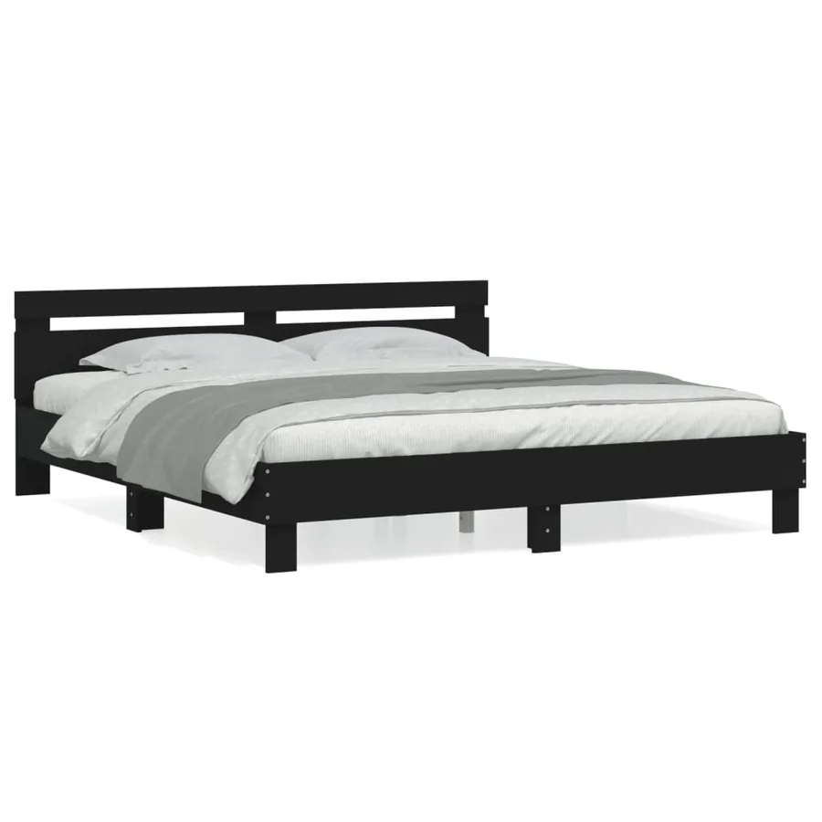 Cadre de lit sans matelas noir 200x200 cm - 2