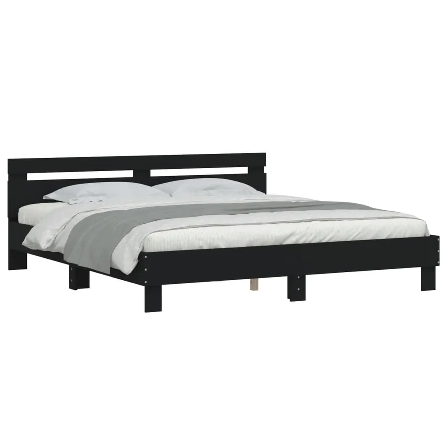 Cadre de lit sans matelas noir 200x200 cm - 3