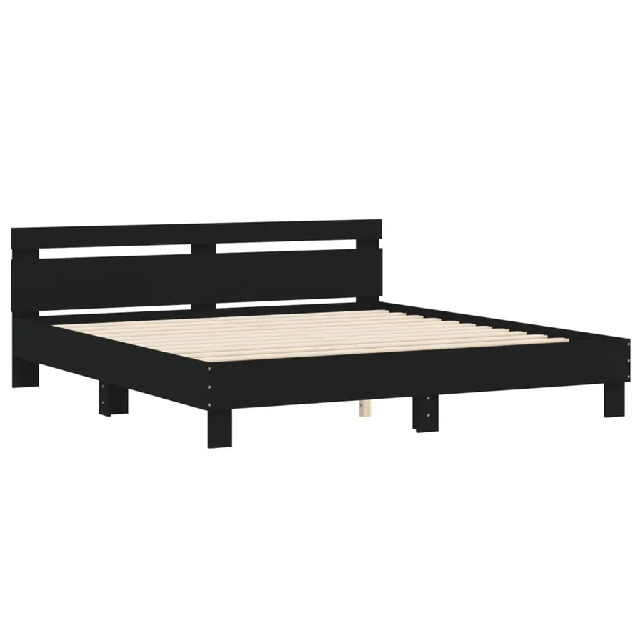 Cadre de lit sans matelas noir 200x200 cm - 4