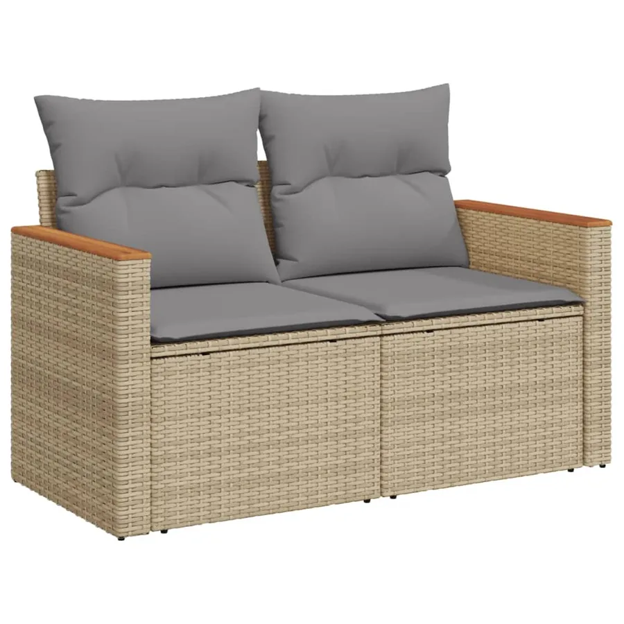 Salon de jardin avec coussins 7pcs mélange beige résine tressée - 3