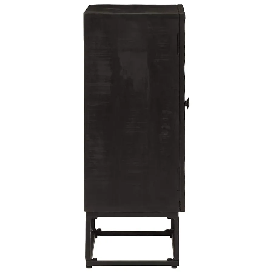 Buffet noir 55x30x76 cm bois massif de manguier et fer - 4