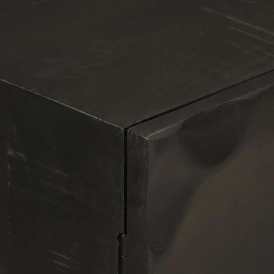 Buffet noir 55x30x76 cm bois massif de manguier et fer - 6
