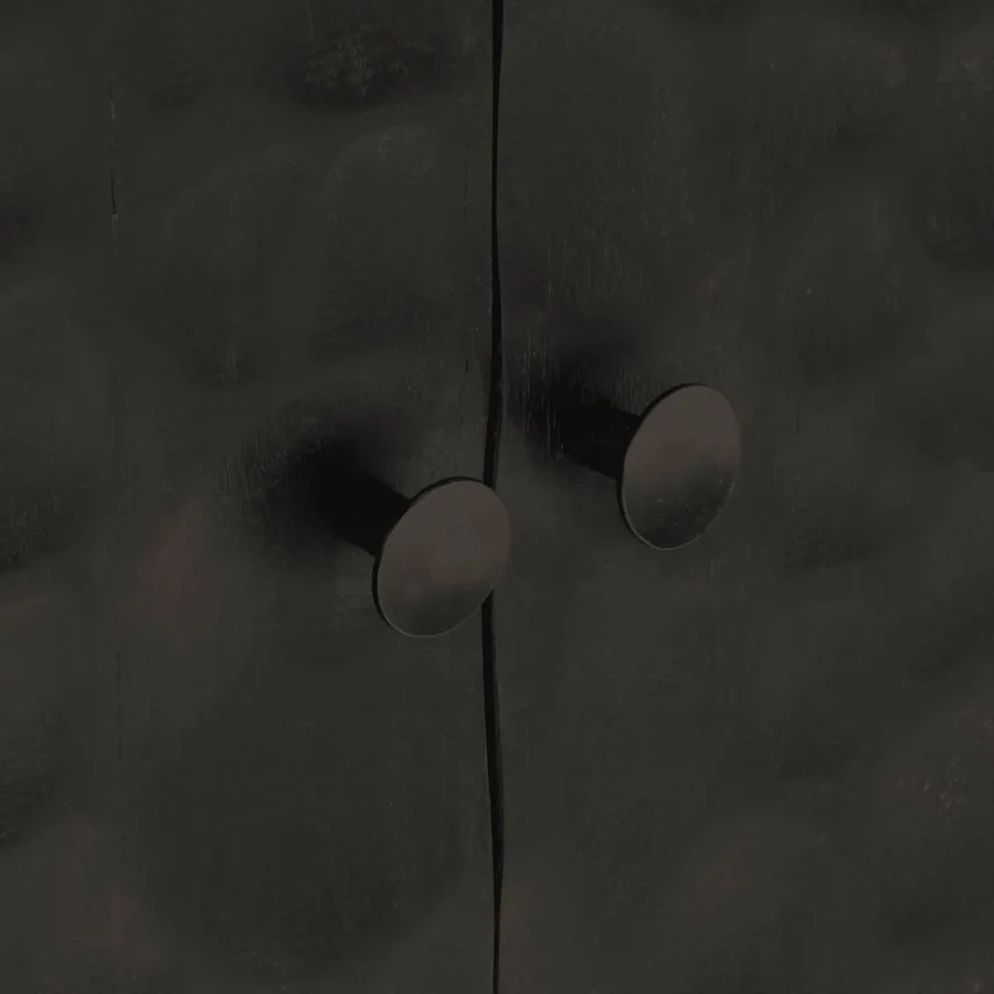 Buffet noir 55x30x76 cm bois massif de manguier et fer - 7