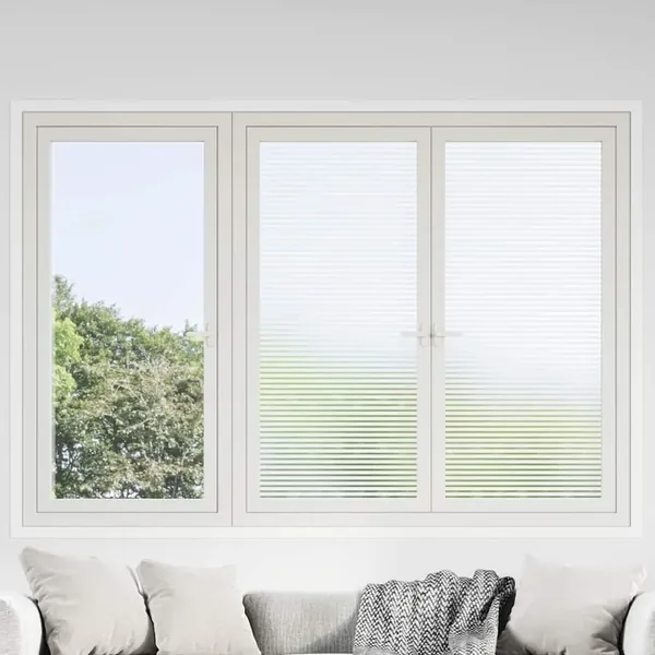 Films pour fenêtre dépoli design à rayures PVC
