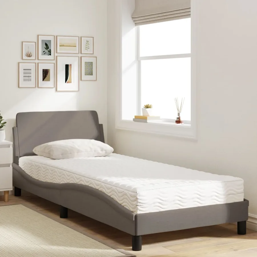 Lit avec matelas Dover taupe 80x200 cm tissu - 3