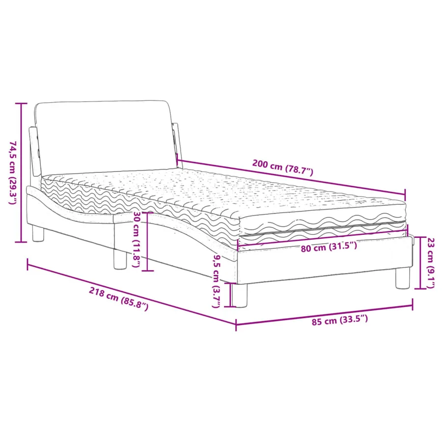 Lit avec matelas Dover taupe 80x200 cm tissu - 9
