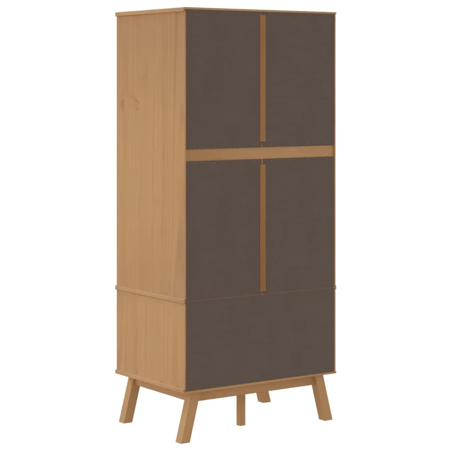 Garde-robe OLDEN blanc et marron 76,5x53x172 cm bois massif pin - 9