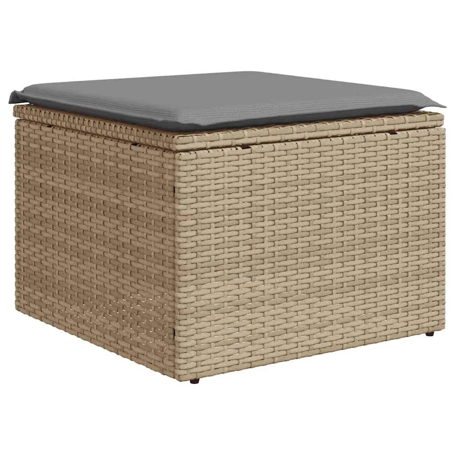 Salon de jardin avec coussins 7 pcs beige résine tressée - 3