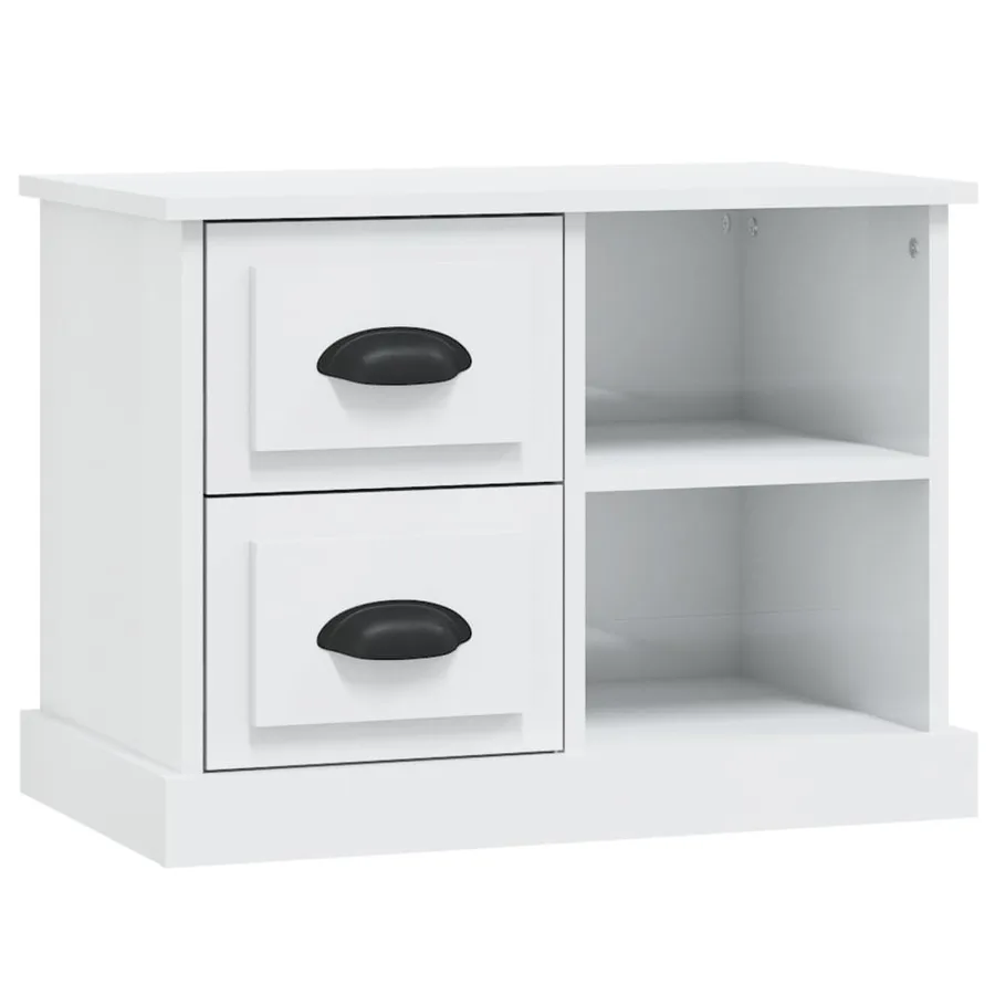 Table de chevet blanc brillant 60x35,5x45 cm - 2