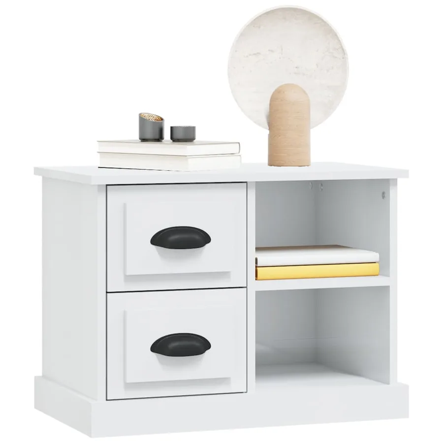Table de chevet blanc brillant 60x35,5x45 cm - 4