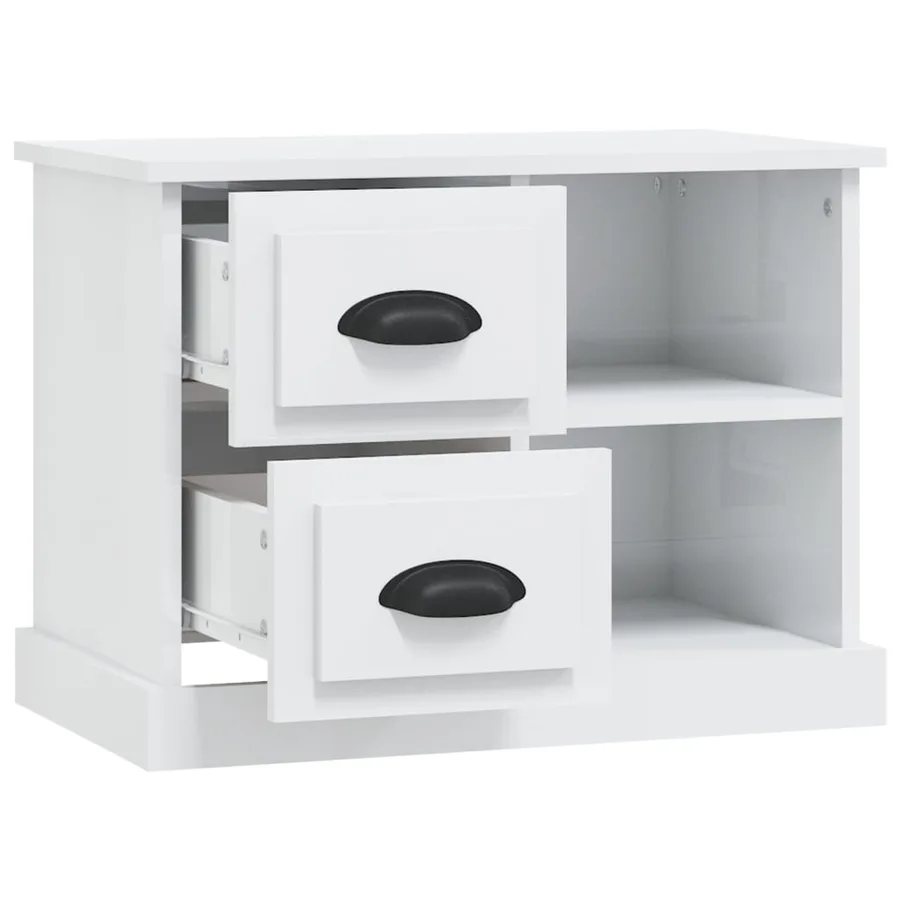 Table de chevet blanc brillant 60x35,5x45 cm - 6