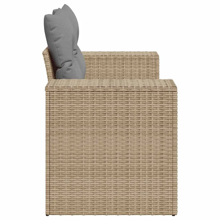 Canapé de jardin avec coussins 2 places beige résine tressée - 5