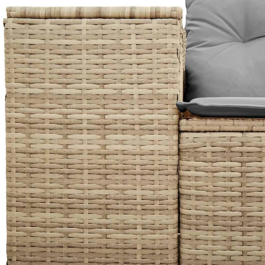 Canapé de jardin avec coussins 2 places beige résine tressée - 7