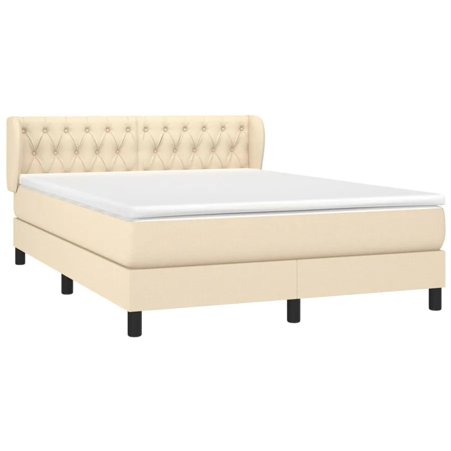 Sommier à lattes de lit avec matelas Crème 140x190 cm Tissu - 3