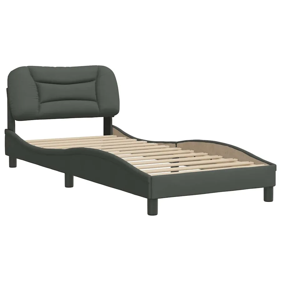 Cadre de lit sans matelas Hvar gris foncé 90x200 cm tissu - 3