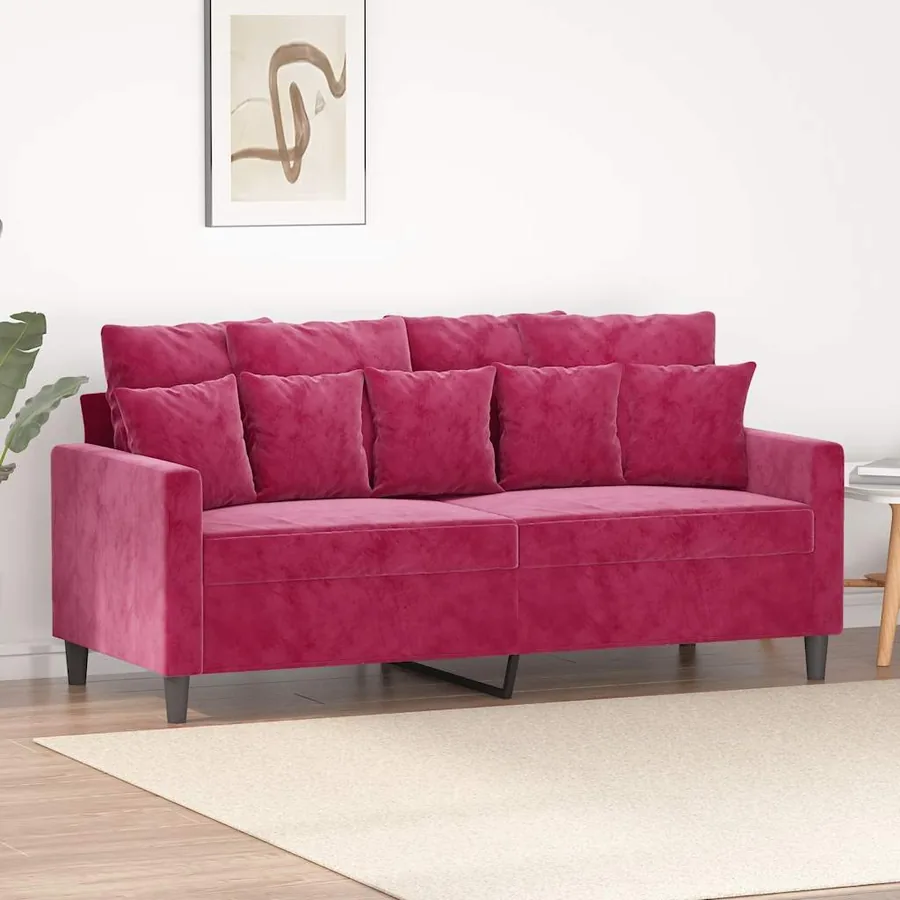 Canapé à 2 places Rouge bordeaux 140 cm Velours