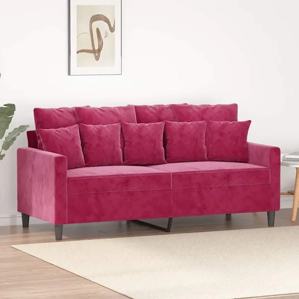 Canapé à 2 places Rouge bordeaux 140 cm Velours