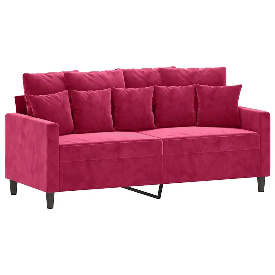 Canapé à 2 places Rouge bordeaux 140 cm Velours - 2