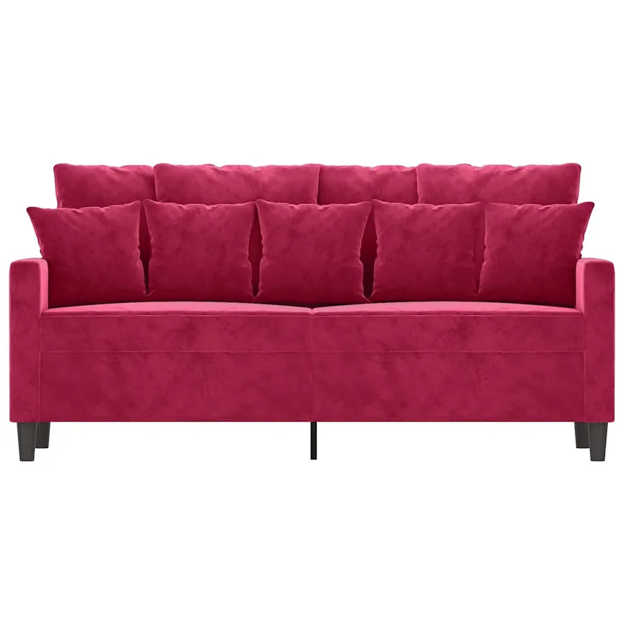 Canapé à 2 places Rouge bordeaux 140 cm Velours - 3
