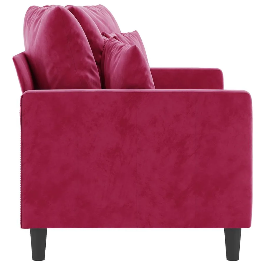 Canapé à 2 places Rouge bordeaux 140 cm Velours - 4
