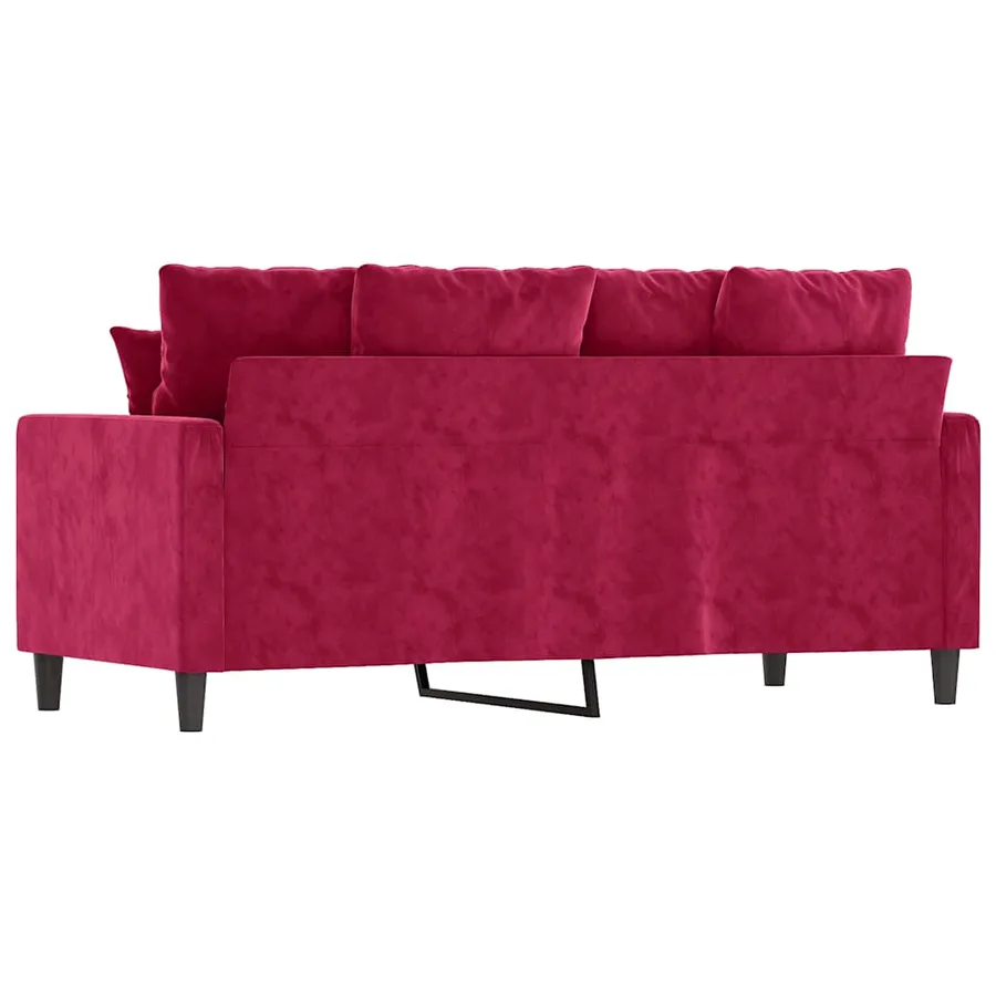 Canapé à 2 places Rouge bordeaux 140 cm Velours - 5
