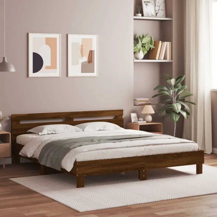 Cadre de lit sans matelas chêne marron 200x200 cm