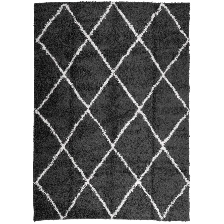 Tapis shaggy à poils longs moderne noir et crème 240x340 cm - 2