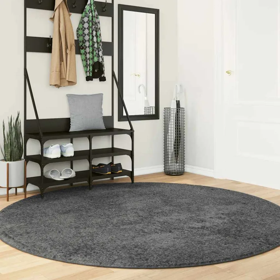 Tapis OVIEDO à poils courts anthracite Ø 200 cm