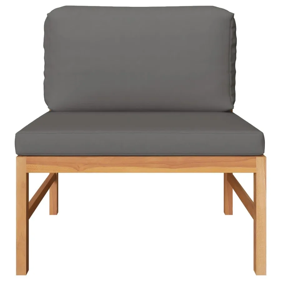 Salon de jardin 3 pcs avec coussins gris foncé Bois de teck - 3