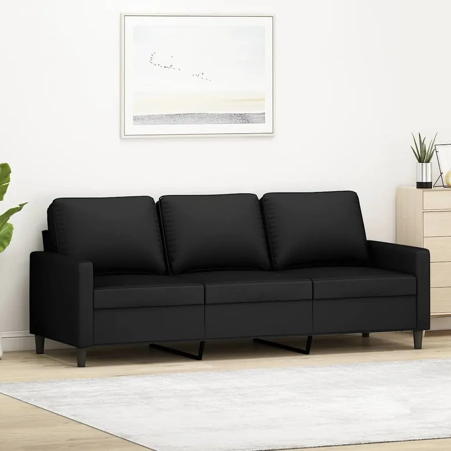 Canapé à 3 places Noir 180 cm Velours