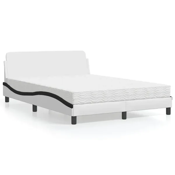 Lit avec matelas Dover blanc et noir 140x200 cm similicuir