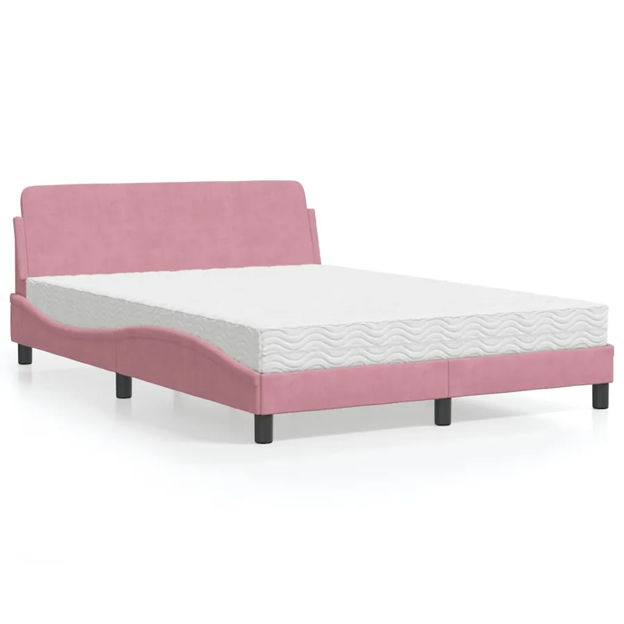 Lit avec matelas Dover rose 140x200 cm velours