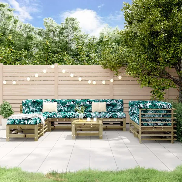 Salon de jardin 9 pcs bois de pin imprégné