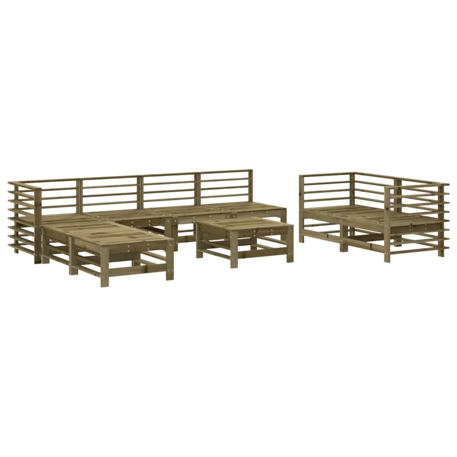 Salon de jardin 9 pcs bois de pin imprégné - 2