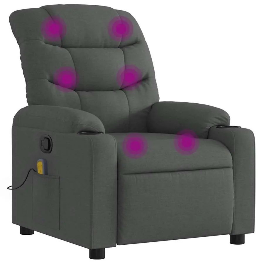 Fauteuil inclinable de massage gris foncé tissu - 2