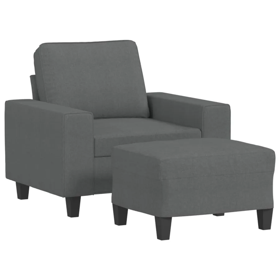 Fauteuil avec repose-pied Gris foncé 60 cm Tissu - 2