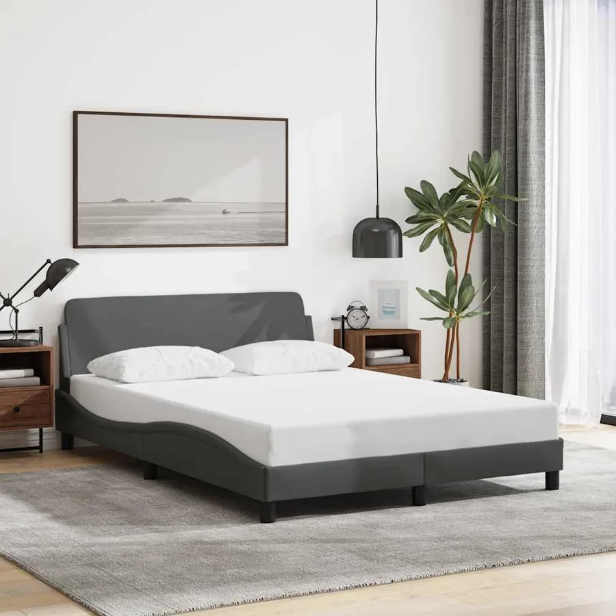 Cadre de lit Dover gris foncé 140x200 cm tissu