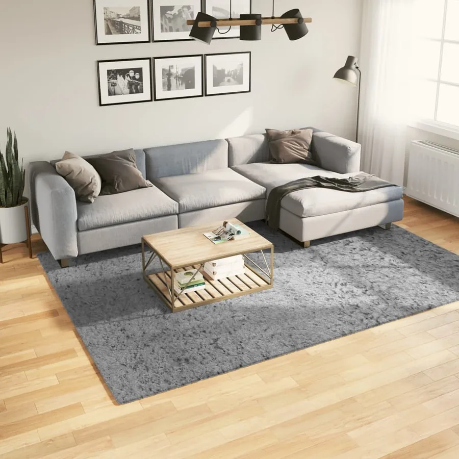 Tapis shaggy PAMPLONA poils longs moderne gris 200x280 cm
