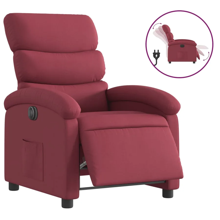 Fauteuil inclinable électrique Rouge bordeaux Tissu - 2