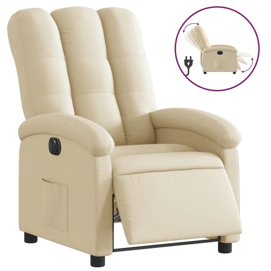 Fauteuil inclinable électrique Crème Tissu - 2