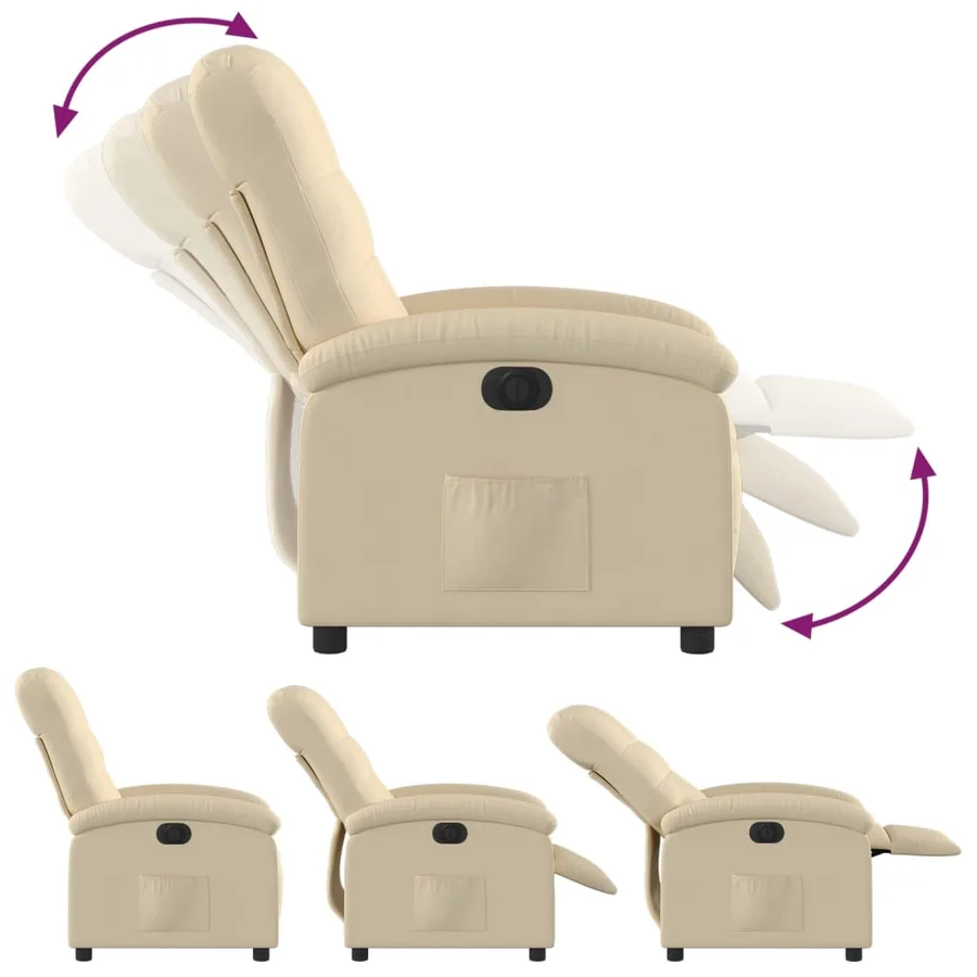 Fauteuil inclinable électrique Crème Tissu - 7