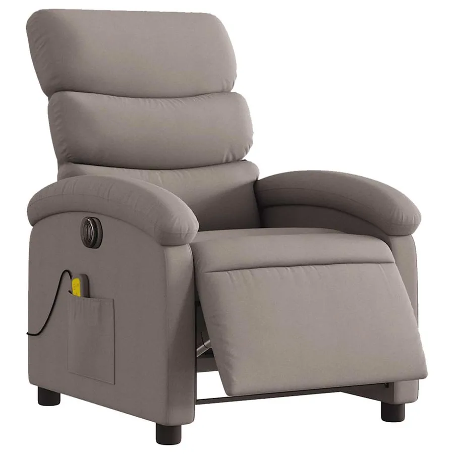 Fauteuil de massage inclinable électrique Taupe Tissu - 3