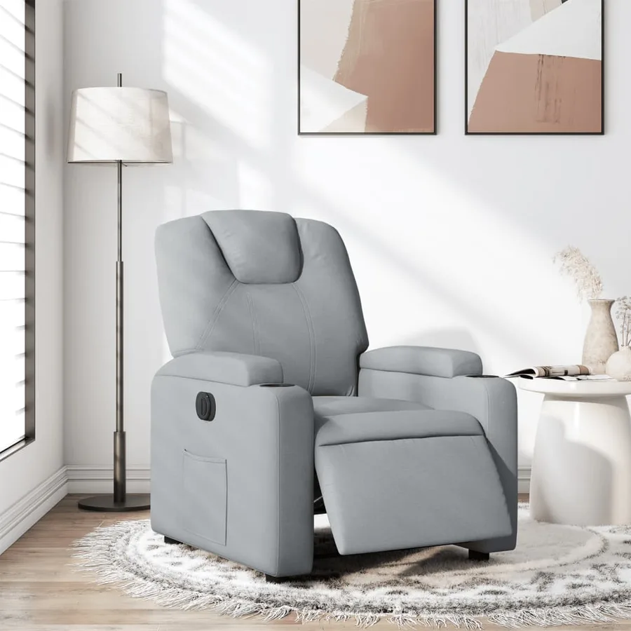 Fauteuil inclinable électrique Gris clair Tissu - 15