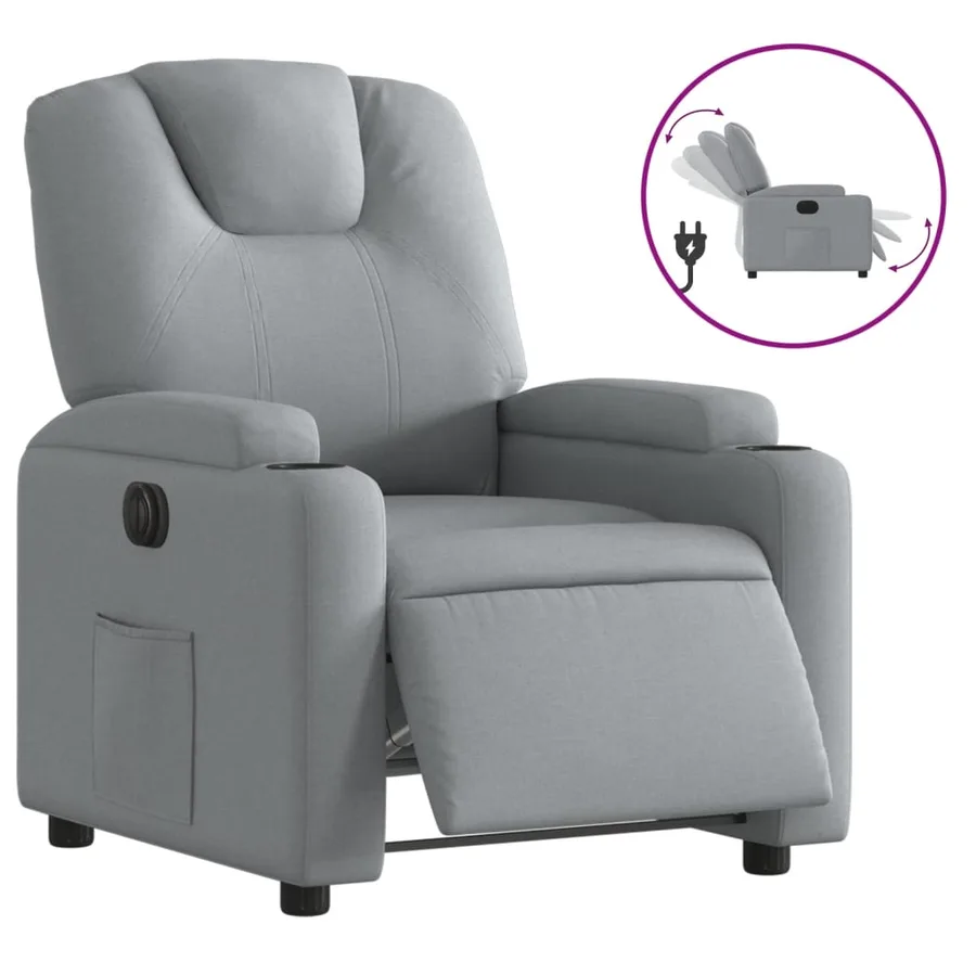 Fauteuil inclinable électrique Gris clair Tissu - 2
