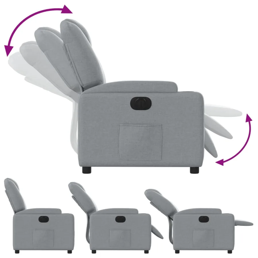 Fauteuil inclinable électrique Gris clair Tissu - 7